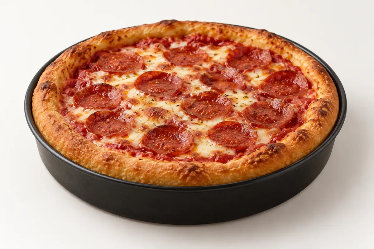 Pizza mit dickem Boden und Käse